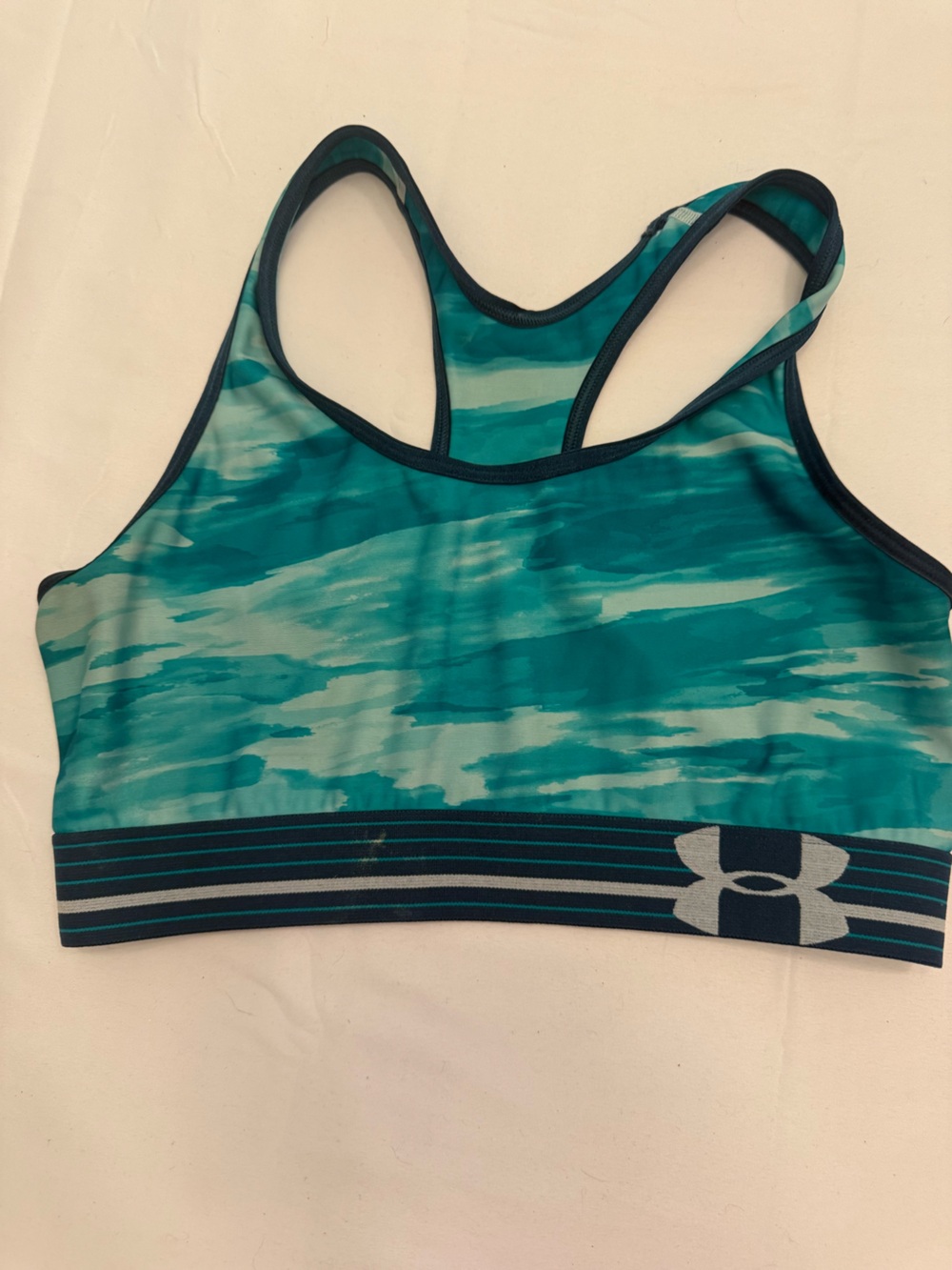 Under Armour Teal & Aqua Watercolor Racerback Sports Bra